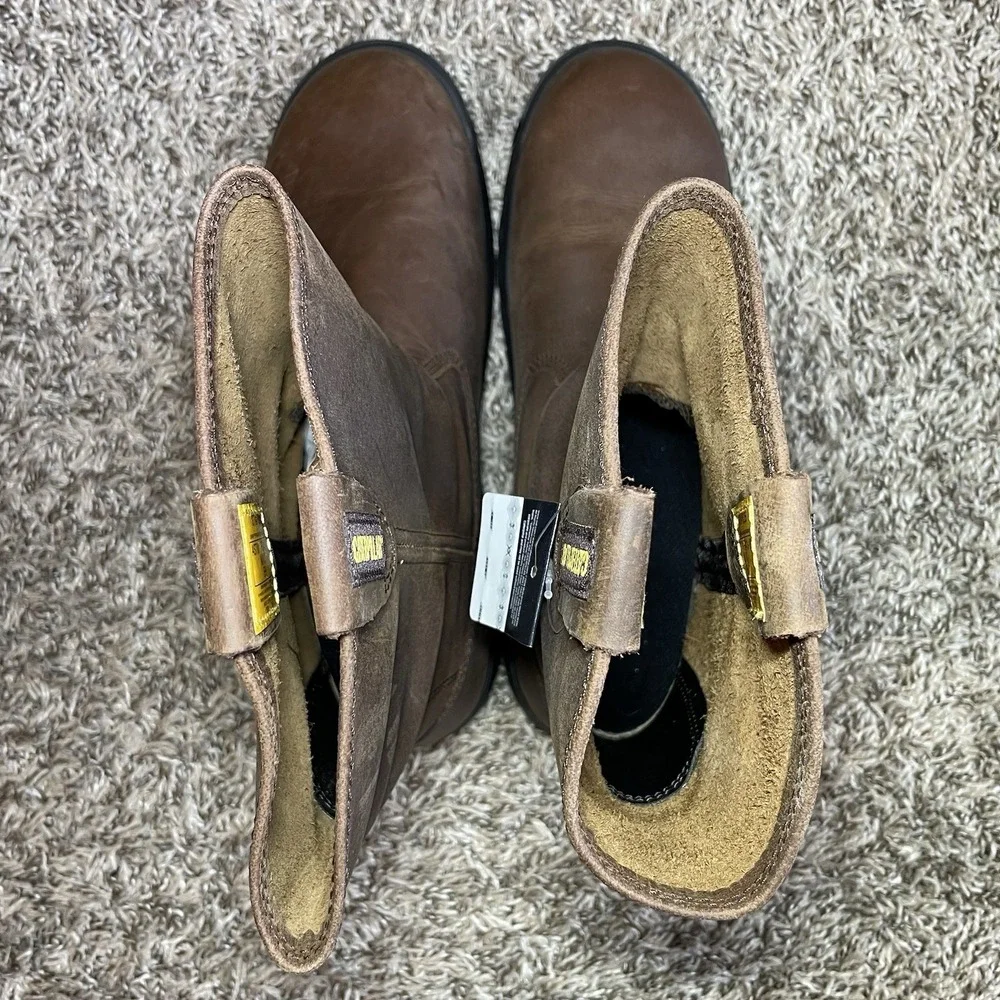 Caterpillar Drawbar Pull-On Steel Toe Work Boots Men's Size 11.5 Brown NEW